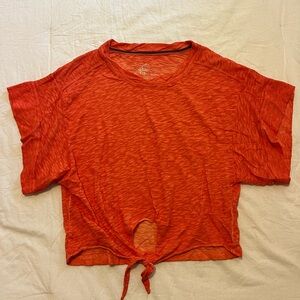 Pilcro Vibrant Orange Tie-Front Short Sleeve Tee